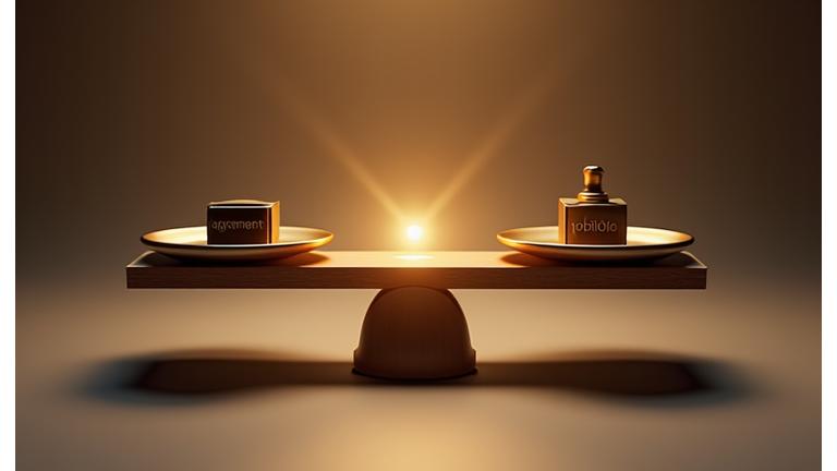 A balanced scale with glowing light, representing fairness, legal integrity, and a commitment to transparency.